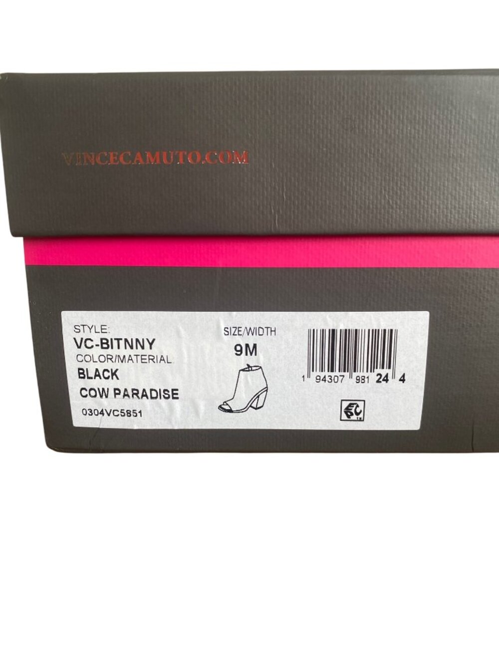 Vince Camuto VC-Bitnny Black Cow Paradise Leather Open Toe Booties Size 9M New - Picture 7 of 15